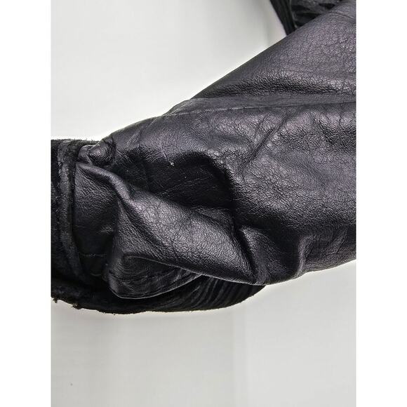 Vtg 80s Pelle Men's Small Leather & Suede Black Zip Moto Zebra Print Jacket - Picture 5 of 12